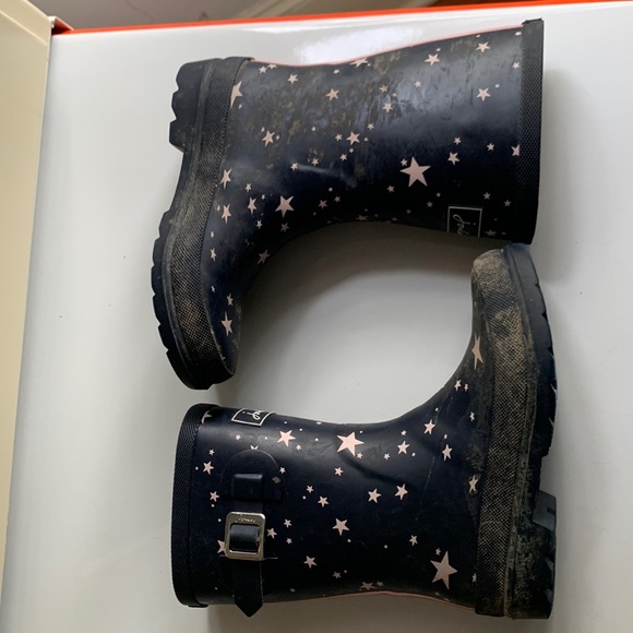 Joules rain boots Star ✨print navy, pink kids size 1 - Picture 1 of 7